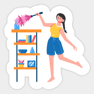 Hand Drawn "Woman In Cleaning" Sticker